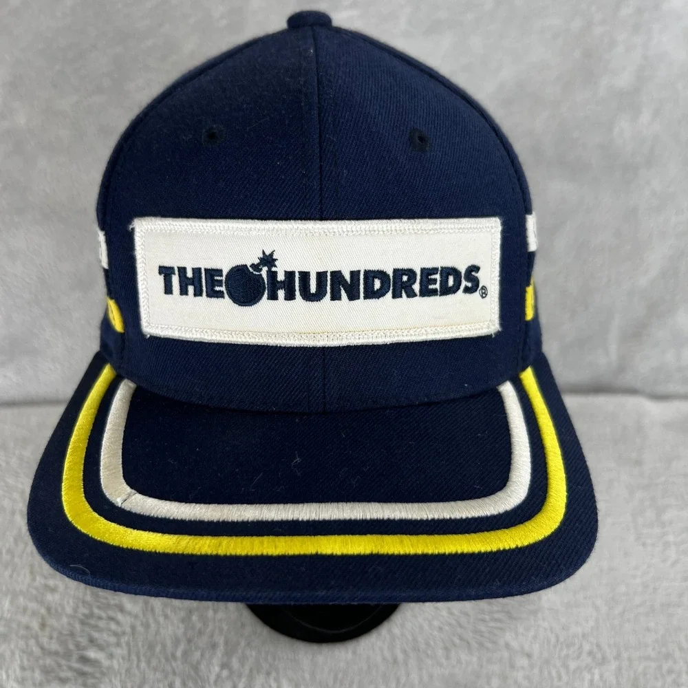 The Hundreds Racing Stripe Snapback Hat Navy Blue Streetwear Skate Logo Cap